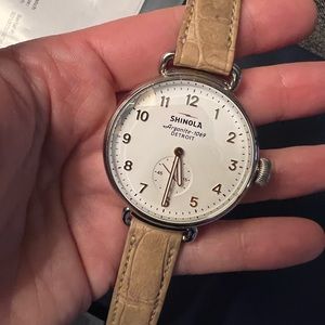 Shinola Canfield with blush alligator strap